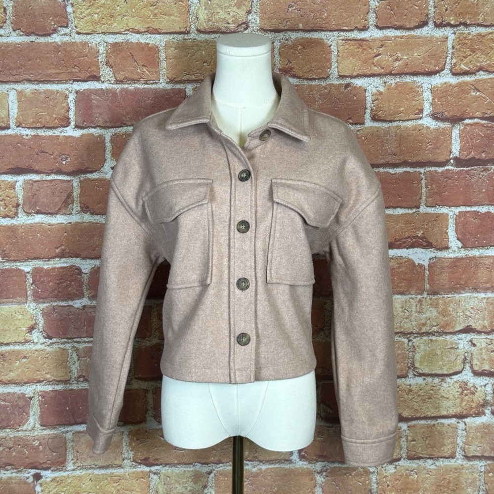 Love Tree Cropped Jacket Women Small Oversized Casual Fall Dusty Rose